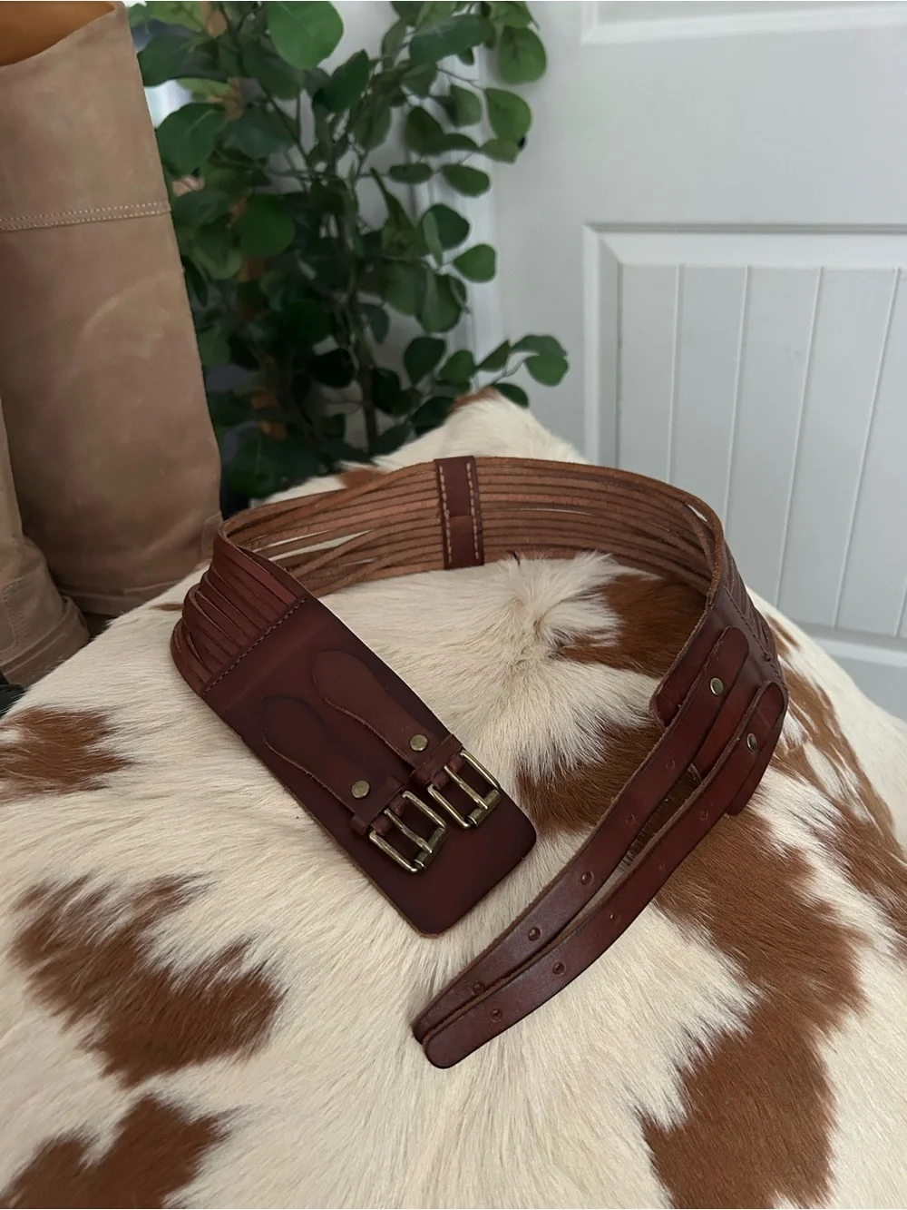 J. Crew Brown Leather Corset Belt